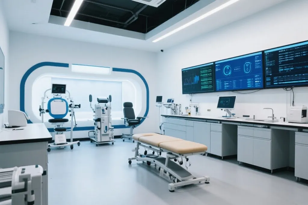 体育科学实验室：数据屏幕与康复设备